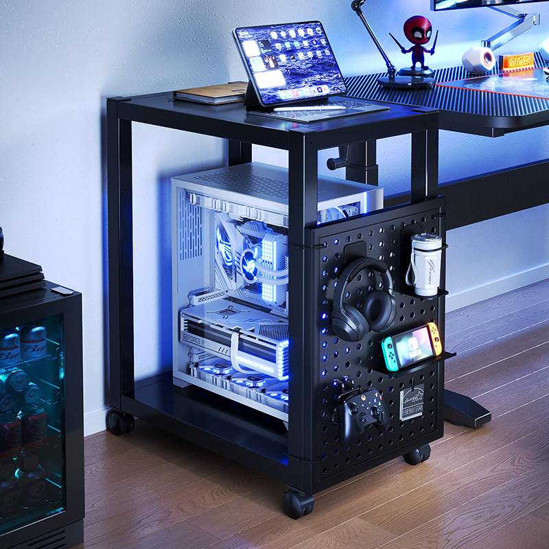 Pc Gaming Center - ユニバーサルPCタワー型スタンドコンピューターケースローリングカートゲーミングワークステーションキャビネット多機能CPUラック（アクセサリー冷却用）