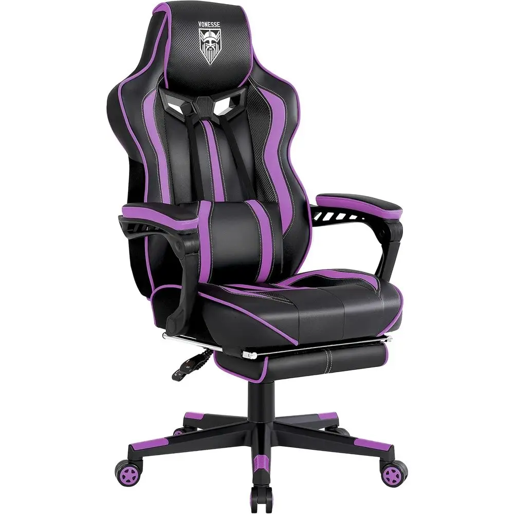 Pc Gaming Gaming - 人間工学に基づいたリクライニングゲーミングチェア（大人用、マッサージ機能付き）、大型で背の高いPCゲーミングチェア - ブラック