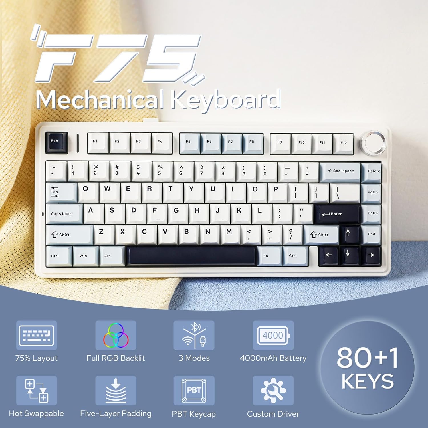 Aula F75 メカニカルキーボード 75% ワイヤレス  - Pc Gaming Gigabyte のレビューと価格